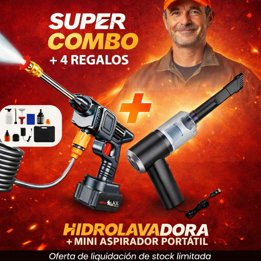 COMBO : Hidrolavadora + (Aspiradora Portátil + Doble Batería + Maletín)